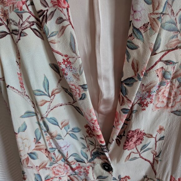Zara Woman Floral & Blue jay print Blazer Size XS Spring Lightweight Feminine - Picture 4 of 16